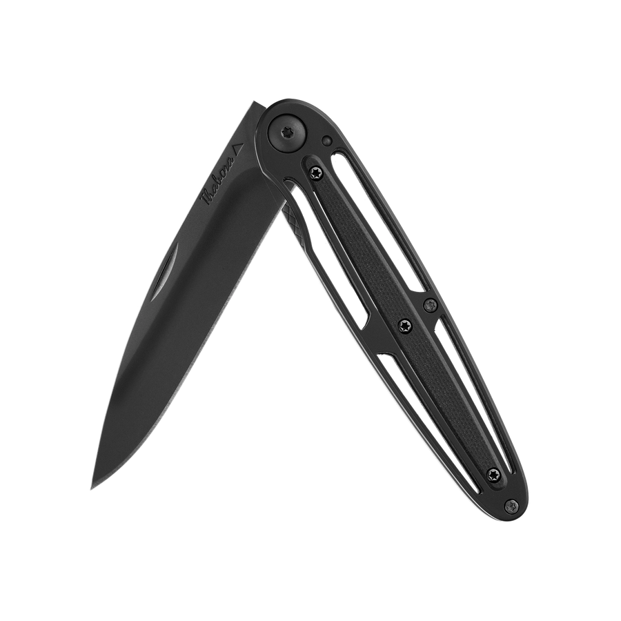 Couteau acier finition titane noir plaquette centrale résine g10 noir
