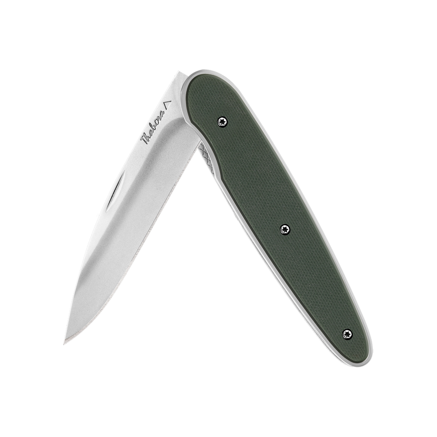 Couteau acier finition brillante plaquette pleine résine g10 kaki