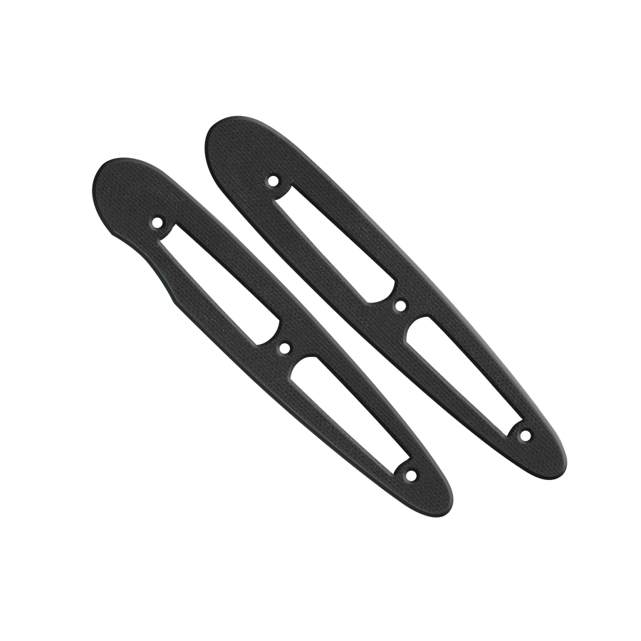 Lot de 2 plaquettes ajourées résine G10 noire avec 6 vis noires et 6 vis acier longues