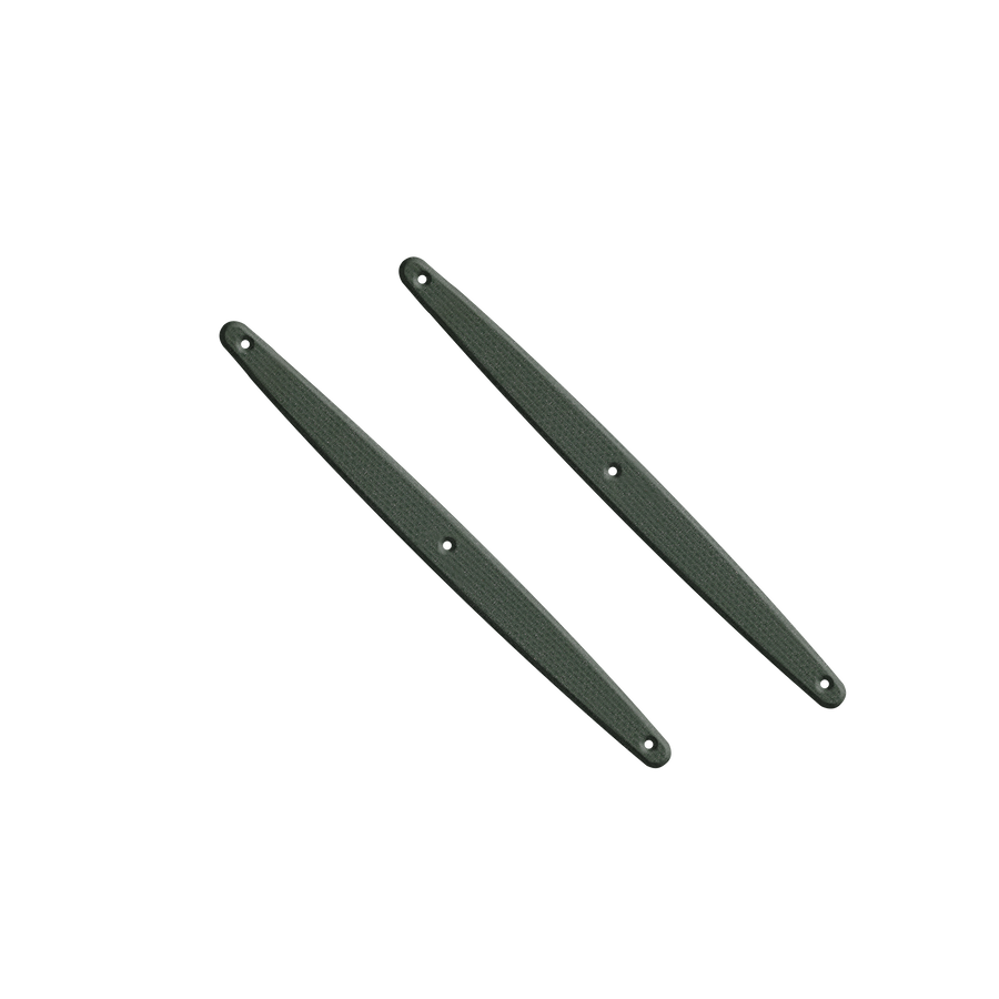 Lot de 2 plaquettes centrales résine G10 kaki avec 6 vis noires et 6 vis acier longues