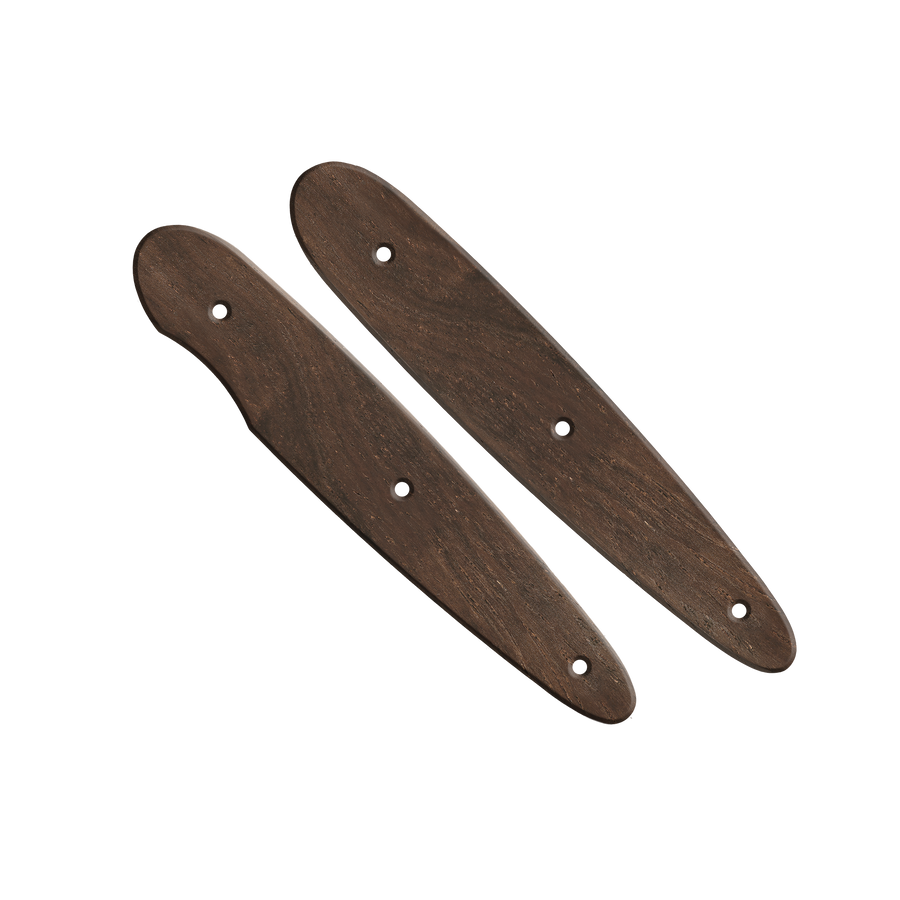 Lot de 2 plaquettes pleines bois foncé avec 6 vis noires et 6 vis acier longues