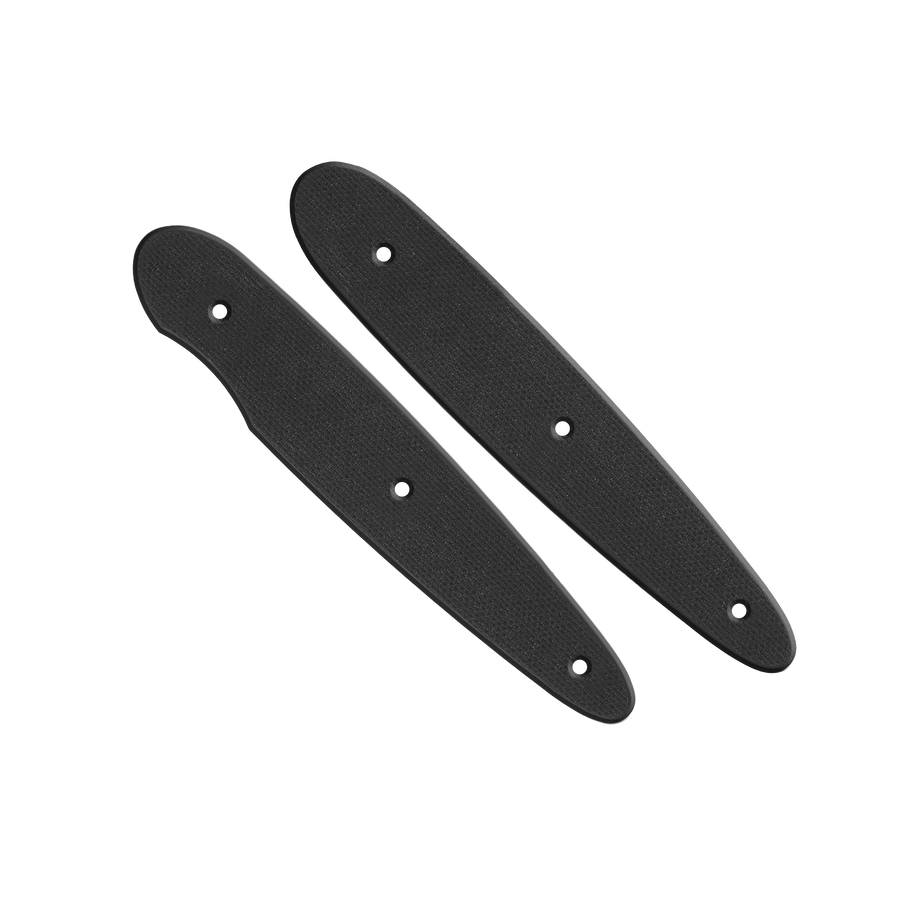 Lot de 2 plaquettes pleines résine G10 noire avec 6 vis noires et 6 vis acier longues